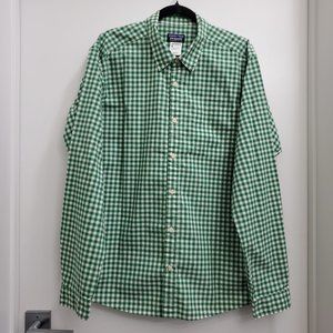Patagonia Green/White Gingham Casual Button Down Shirt Size L